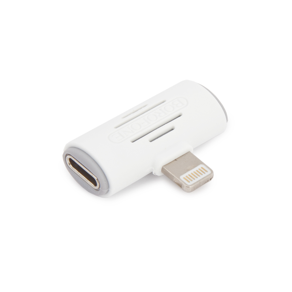 Аудио адаптер BOROFONE BV6 Lightning 8-pin на 2xLightning 8-pin, зарядка и аудио (белый)