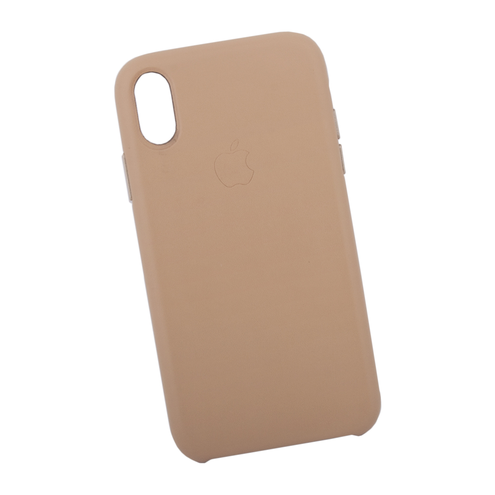 Защитная крышка для iPhone Xr Leather Сase кожаная (золотая, коробка)