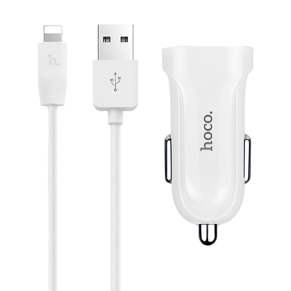 АЗУ HOCO Z2A 2xUSB, 2.4А + USB кабель Lightning 8-pin, 1м (белый)