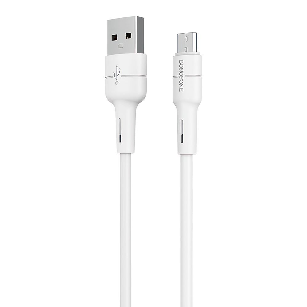 USB кабель BOROFONE BX30 Silicone MicroUSB, 2.4А, 1м, силикон (белый)