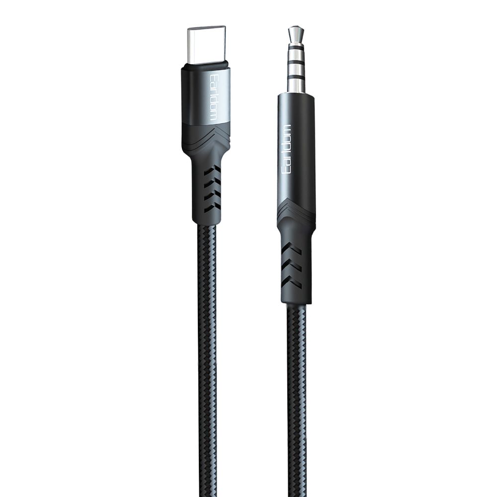 Аудиокабель Earldom ET-AUX38 3.5мм - USB-C, 1м, нейлон (черный)