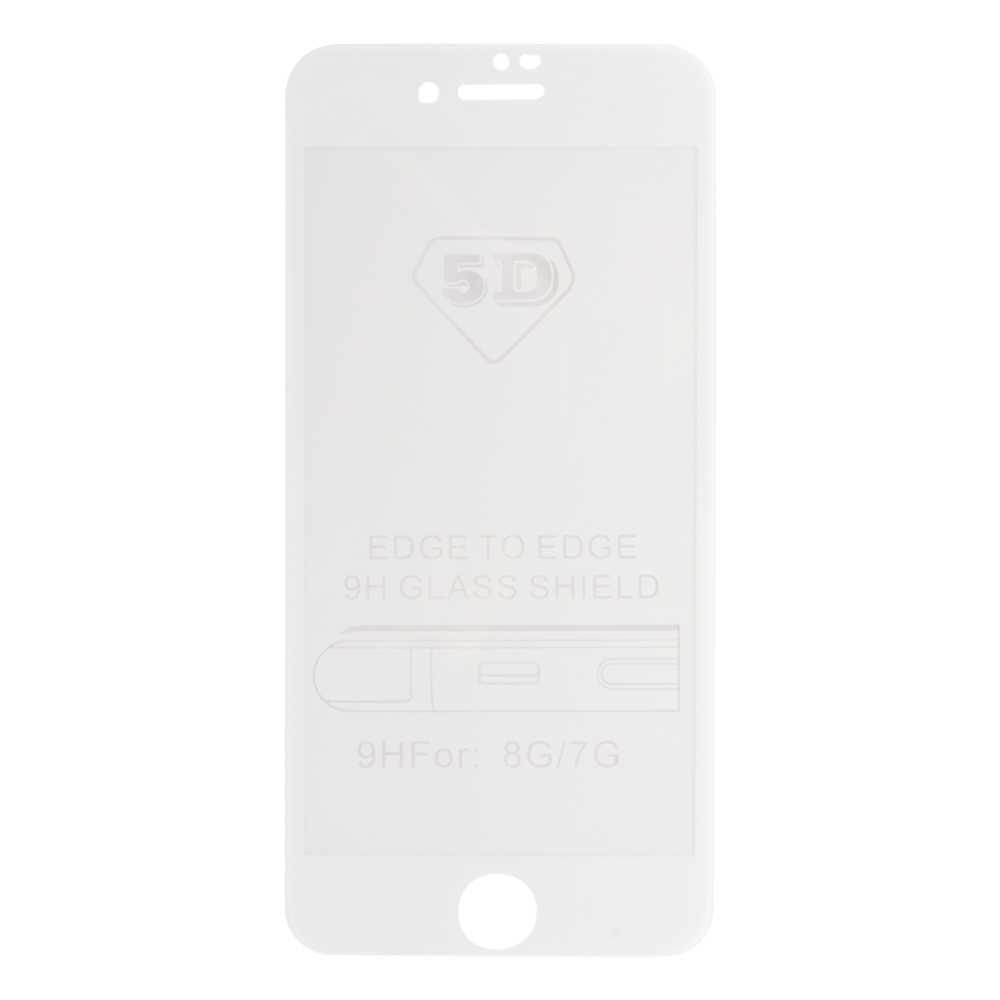 Защитное стекло 5D для iPhone SE 2/8/7 Tempered Glass белое 0,33 мм (ударопрочное) (OEM)