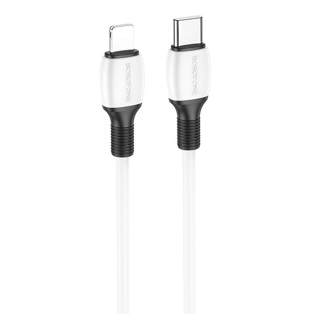 USB-C кабель BOROFONE BX84 Rise Lightning 8-pin, 3А, PD20W, 1м, PVC (белый)