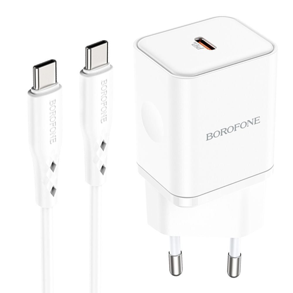 СЗУ BOROFONE BN6 Field 1xUSB-C PD20W, 3А + кабель USB-C Type-C, 1м (белый)