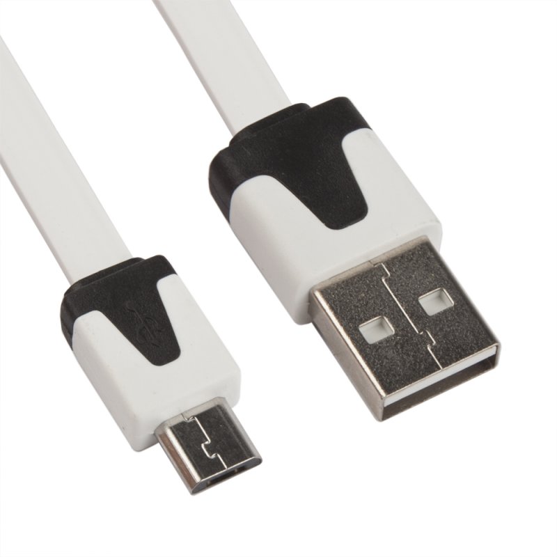 USB кабель "LP" Micro USB плоский узкий (белый/европакет)