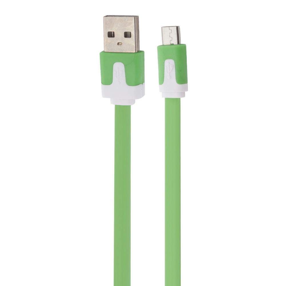 USB кабель "LP" Micro USB плоский узкий (зеленый/европакет)
