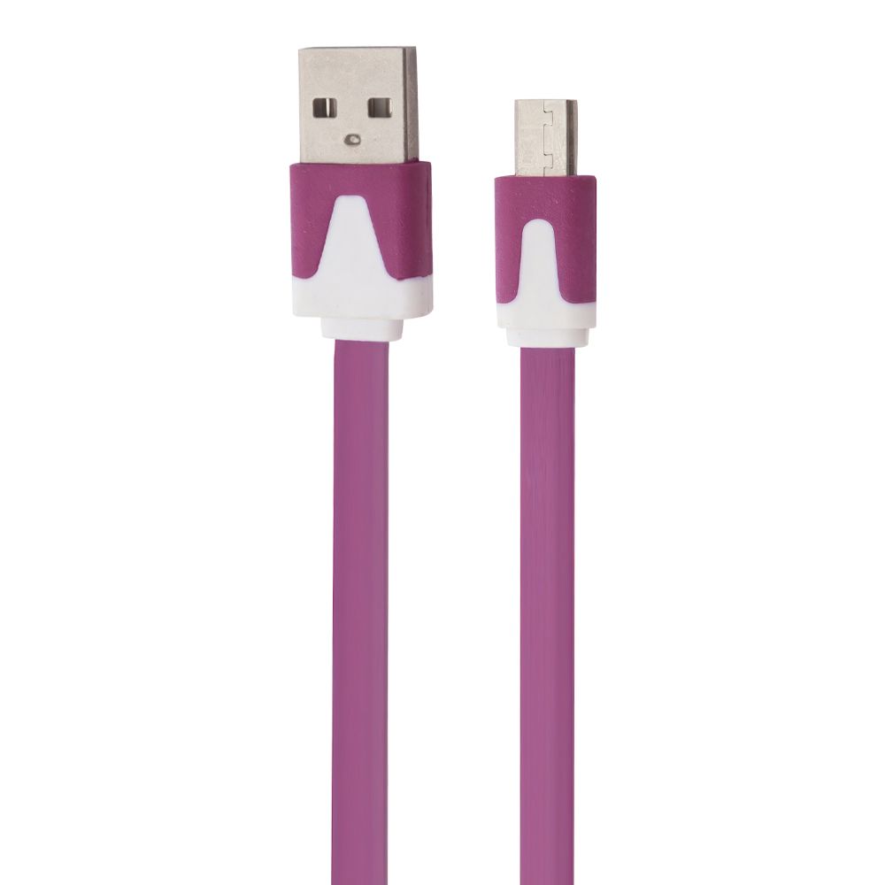USB кабель "LP" Micro USB плоский узкий (сиреневый/европакет)