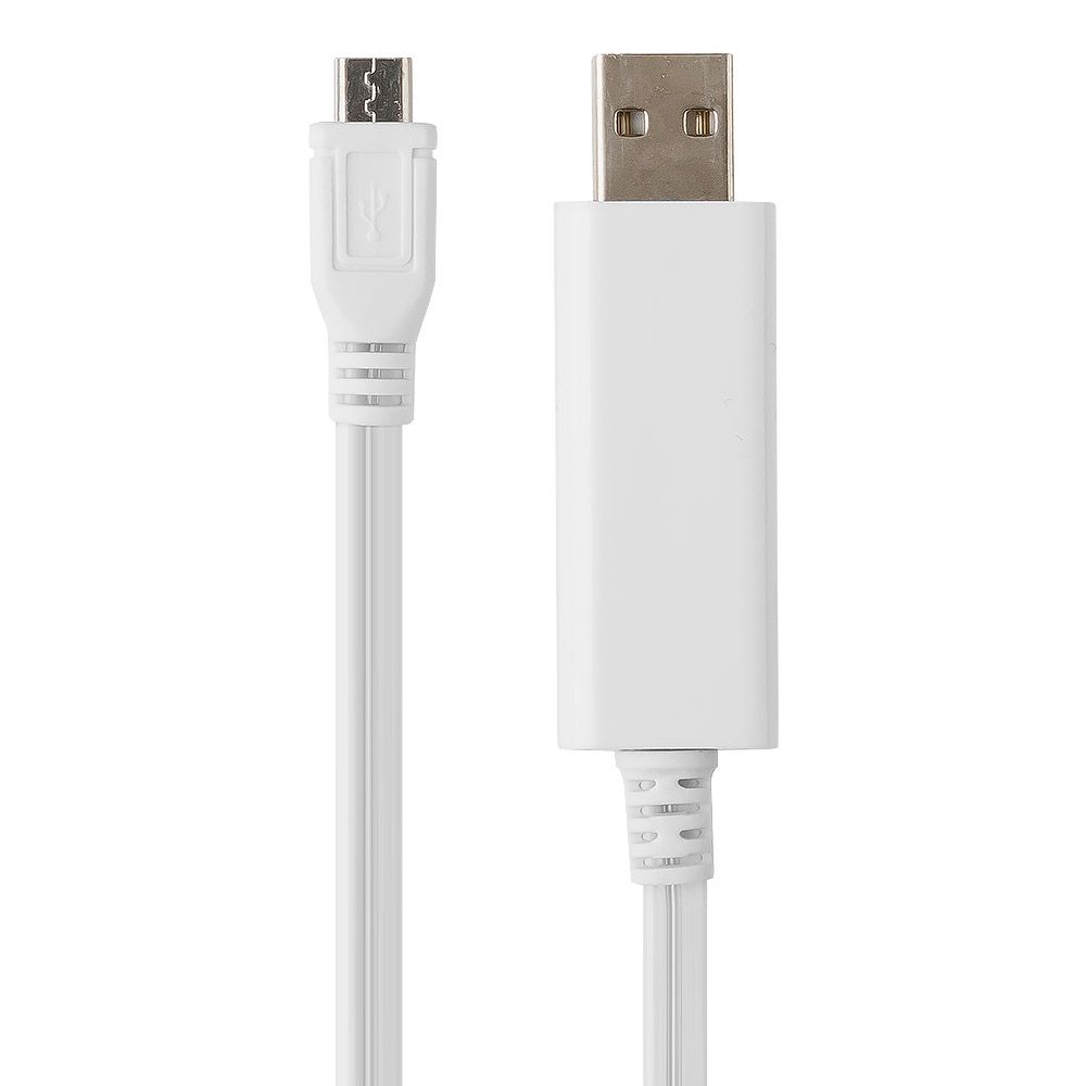 LED USB Дата-кабель "Micro USB" (белый/коробка)