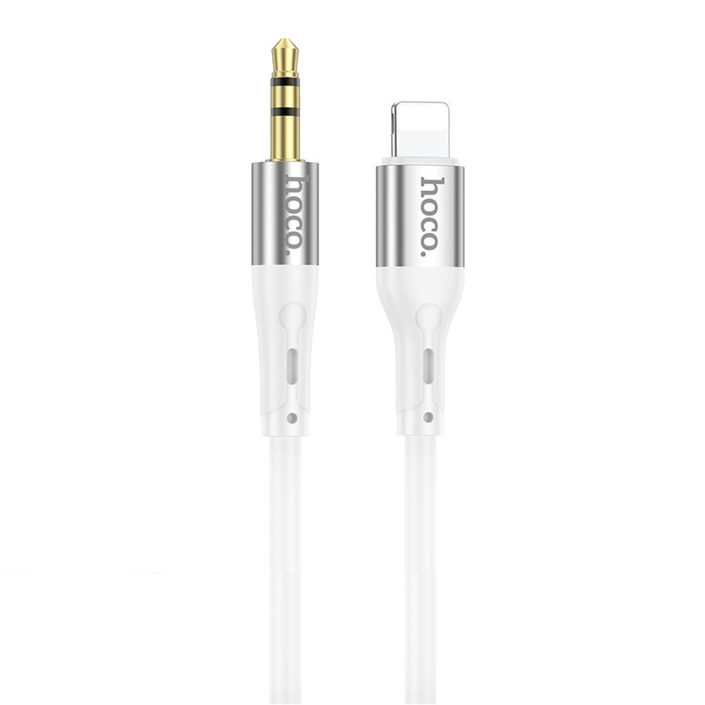 Аудиокабель HOCO UPA22 DC 3.5мм - Lightning 8-pin, 1м, силикон (белый)