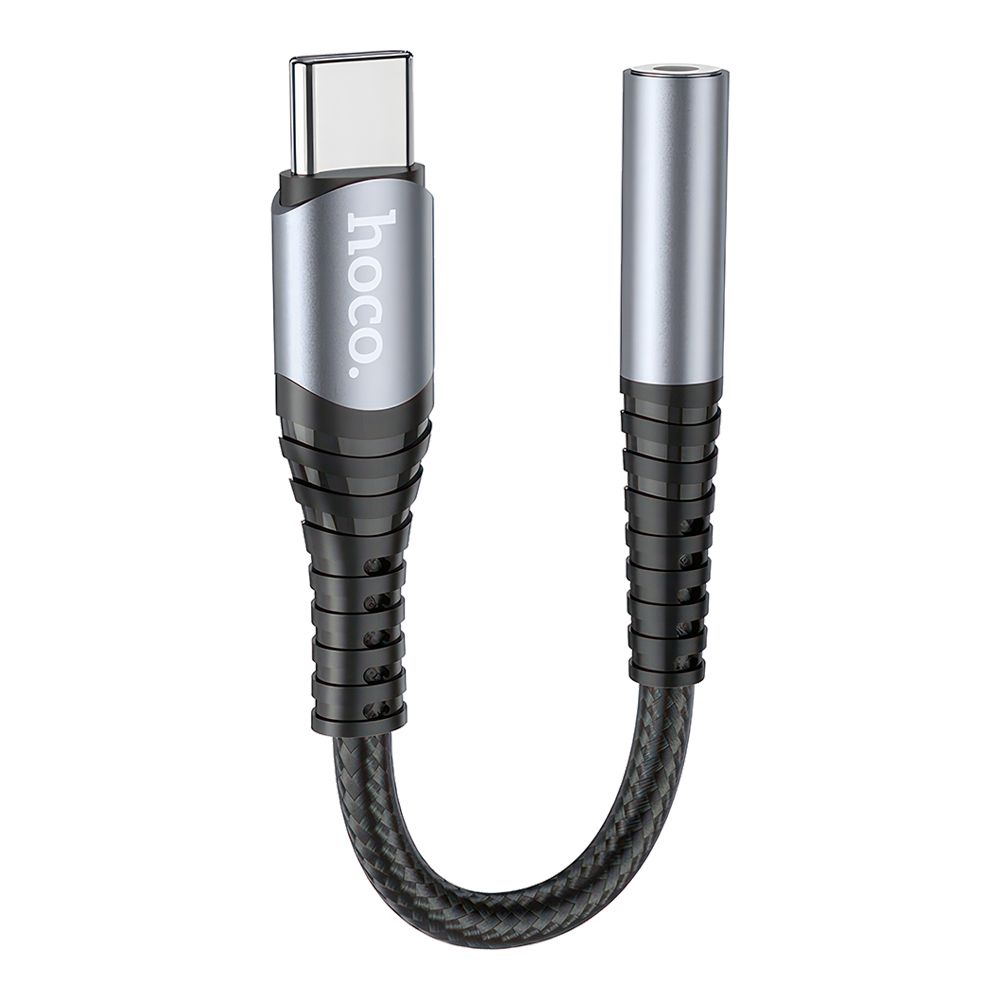 Аудио адаптер HOCO LS33 USB-C на 3.5мм, DC, 0.12м, нейлон (черный)