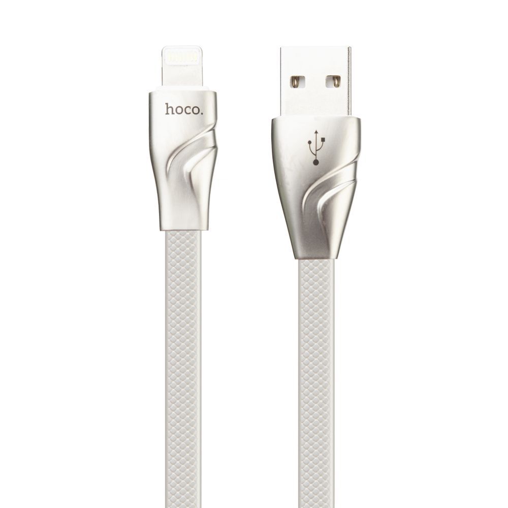 USB кабель HOCO U57 Twisting Lightning 8-pin, 2.4А, 1.2м, TPE (белый)