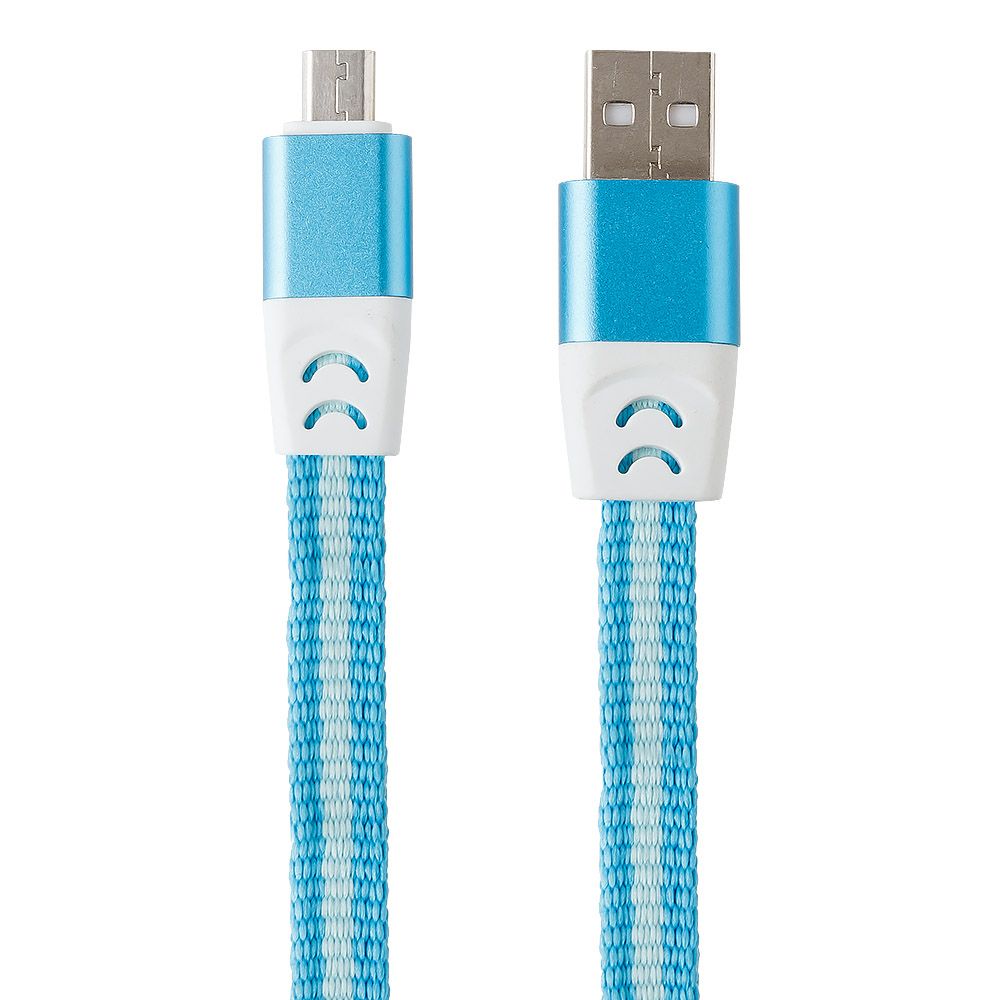 USB кабель "LP" Micro USB Тянучка 0.75-1.2м. (голубой/блистер)