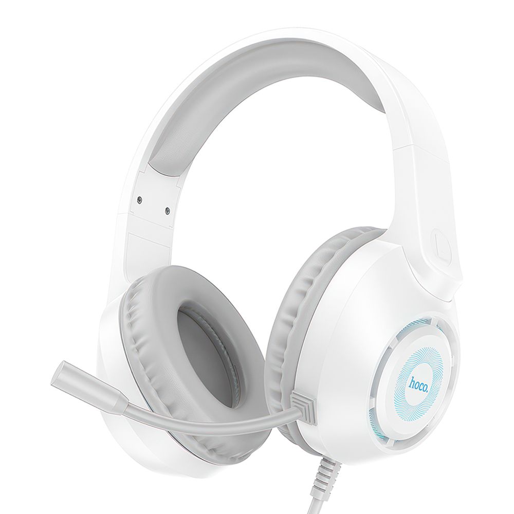 Гарнитура игровая HOCO W108 Sue 3.5мм, USB, накладная, громкость +/-, +адаптер 2х3.5мм, 2м (белый)