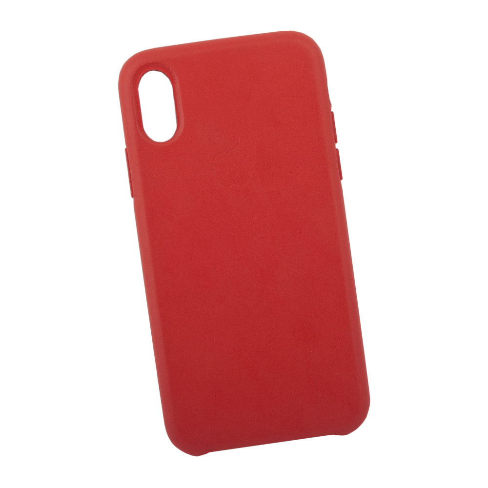 Защитная крышка для iPhone X/Xs Leather Сase кожаная (красная, коробка)