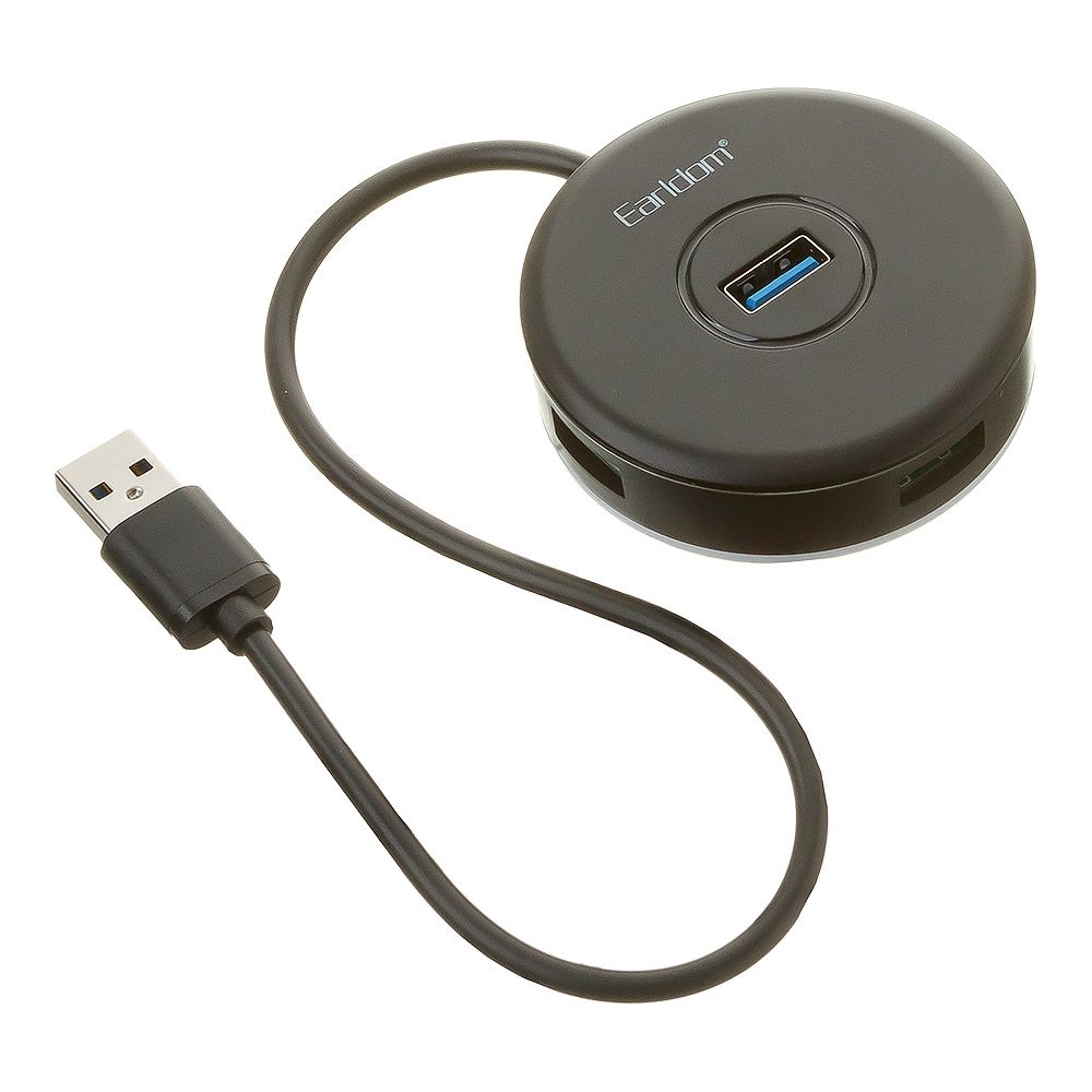 Хаб USB Earldom ET-HUB13 4xUSB 2.0 + доп. питание MicroUSB  (черный)
