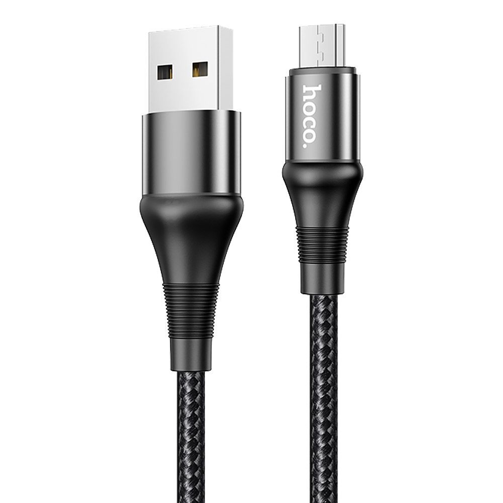 USB кабель HOCO X50 Excellent MicroUSB, 2.4А, 1м, нейлон (черный)