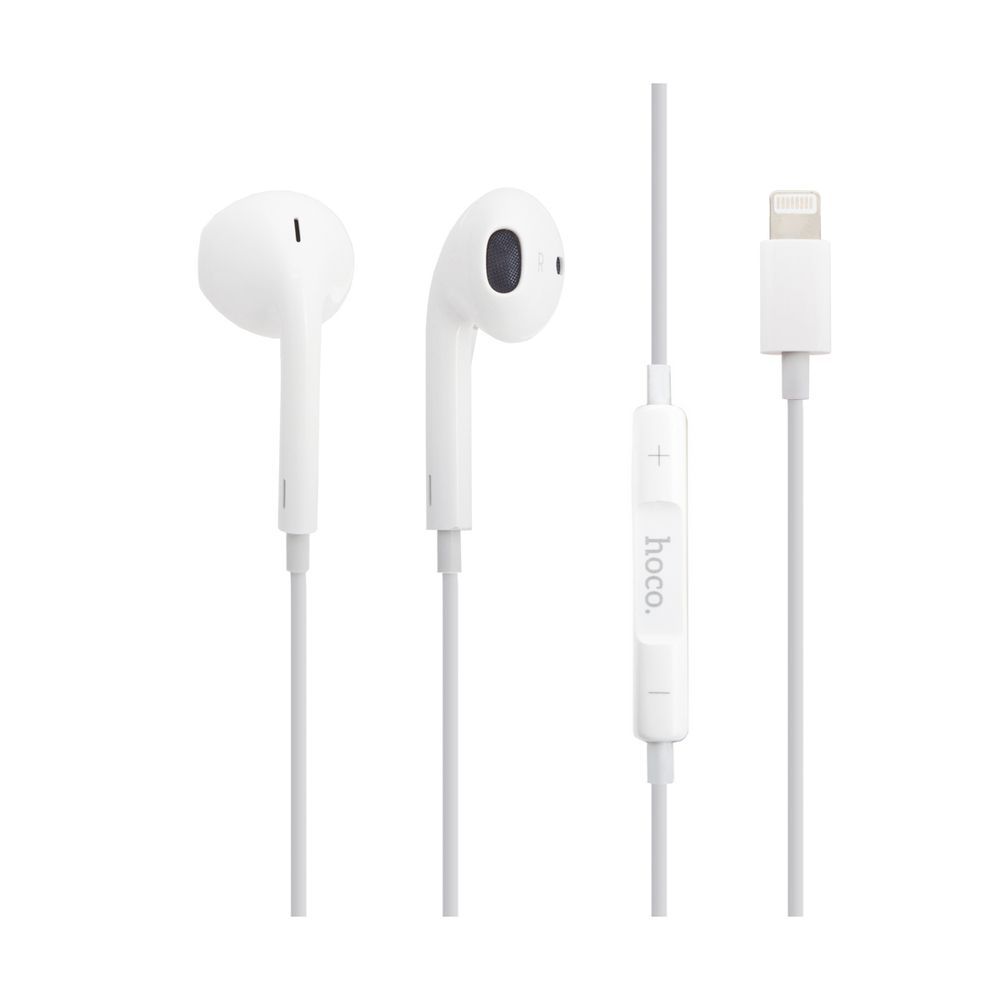 Гарнитура HOCO L7 Plus Original BT 5.0, Lightning 8-pin, вкладыши, громкость +/-, 1.2м (белый)