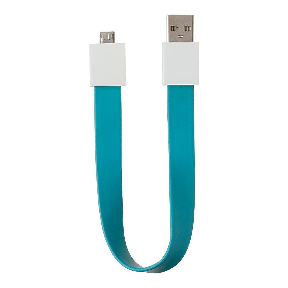 USB Дата-кабель на большом магните плоский Micro USB (голубой/европакет)