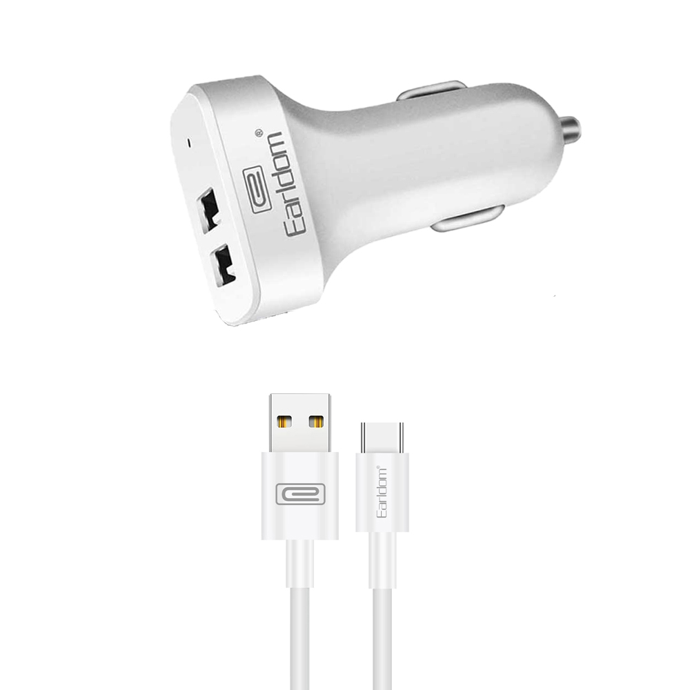 АЗУ Earldom ES-131C 2xUSB, 2.1A + кабель Type-C, 1м (белый)