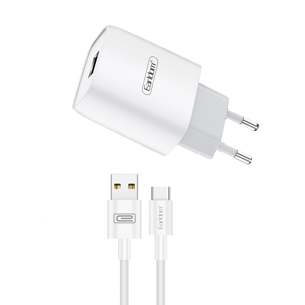 СЗУ Earldom ES-197C 1xUSB, 2.1А + кабель Type-C, 1м (белый)