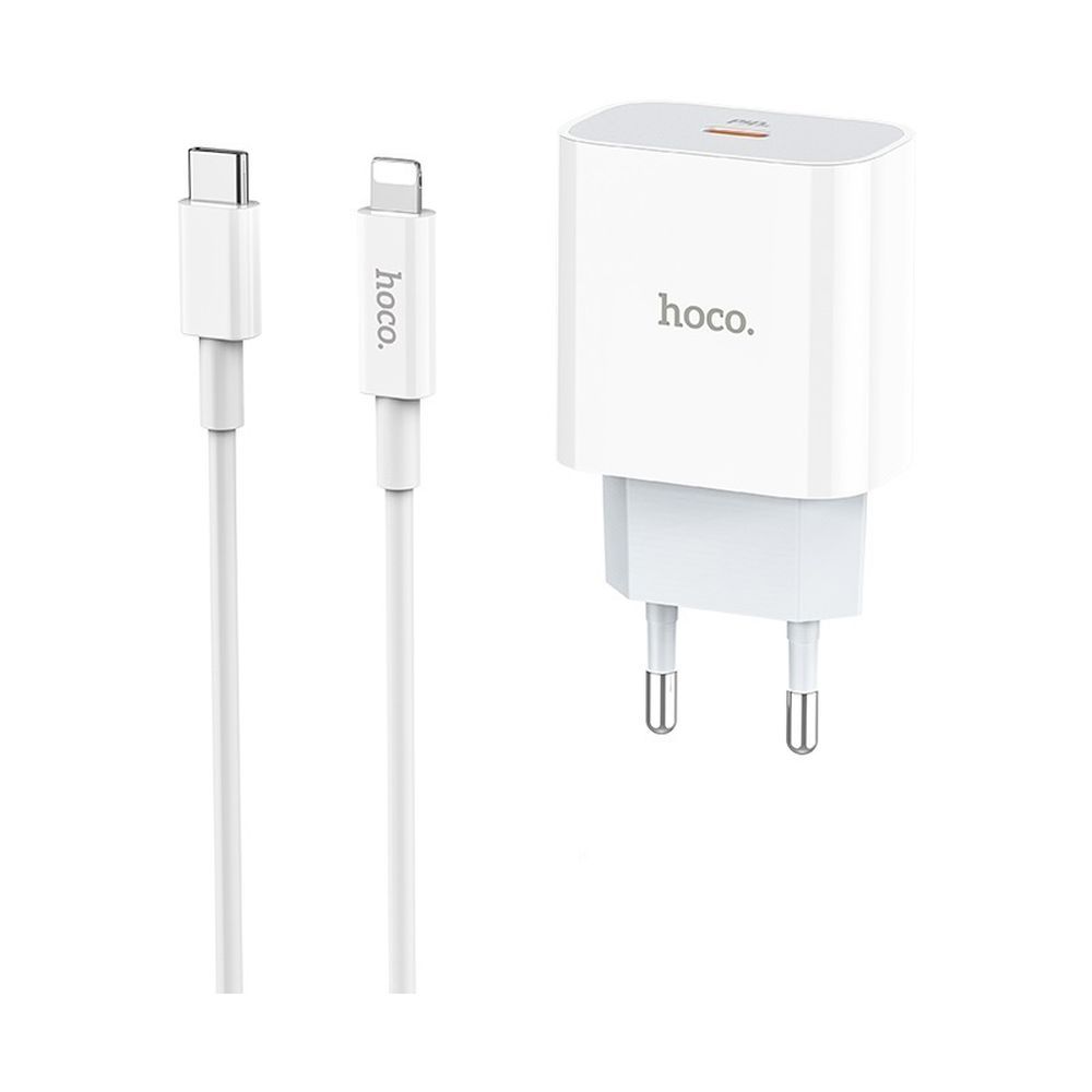 СЗУ HOCO C76A Plus Speed source 1xUSB-C, 3А, PD20W, QC3.0 + USB-C кабель Lightning 8-pin, 1м (белый)