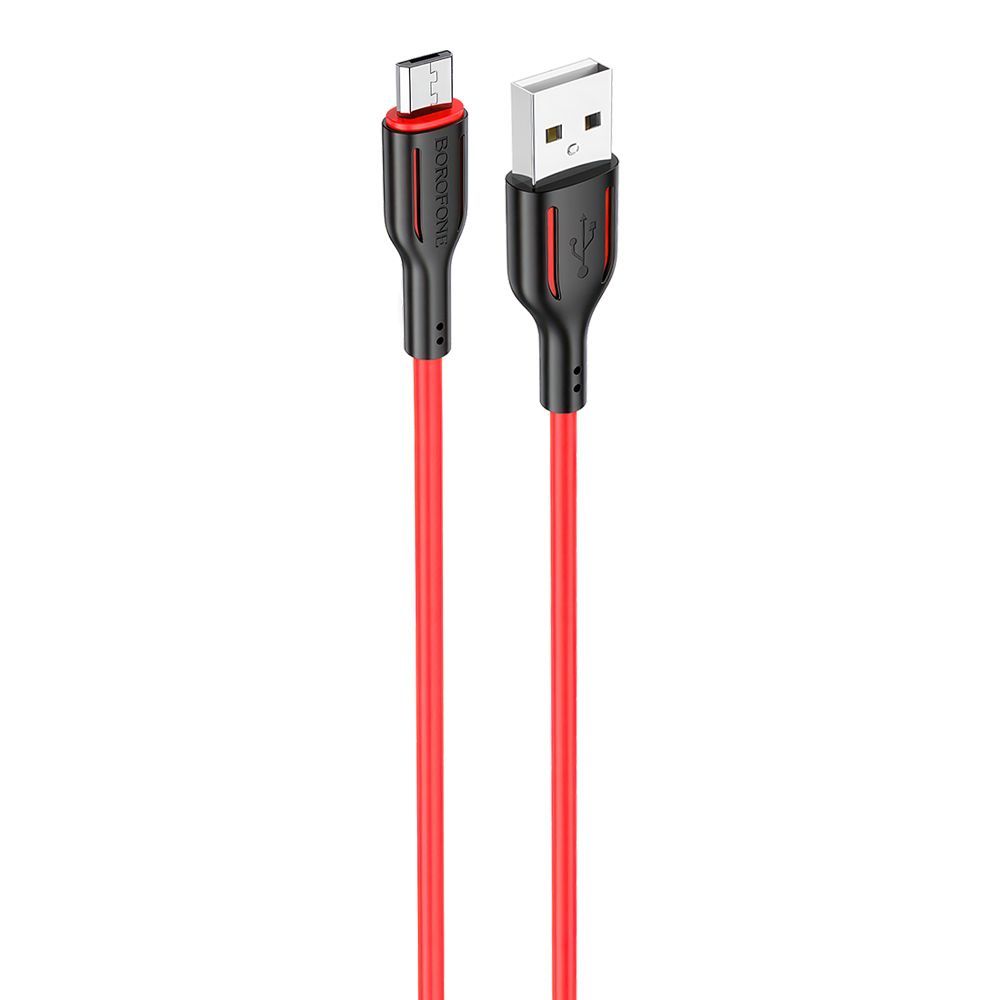 USB кабель BOROFONE BX63 Charming MicroUSB, 2.4А, 1м, TPE (красный)