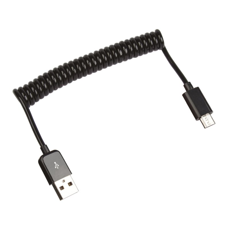 USB кабель "LP" Micro USB пружина 1м. (черный/европакет)