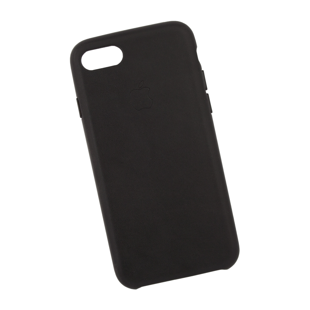 Защитная крышка для iPhone SE 2/8/7 Leather Сase кожаная (черная, коробка)