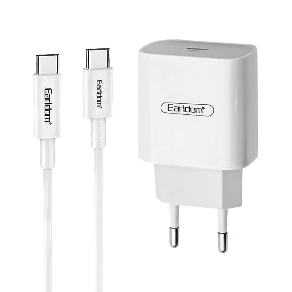 СЗУ Earldom ES-KC23C 1xUSB-C, 3А, PD18W + USB-C кабель Type-C, 1м (белый)