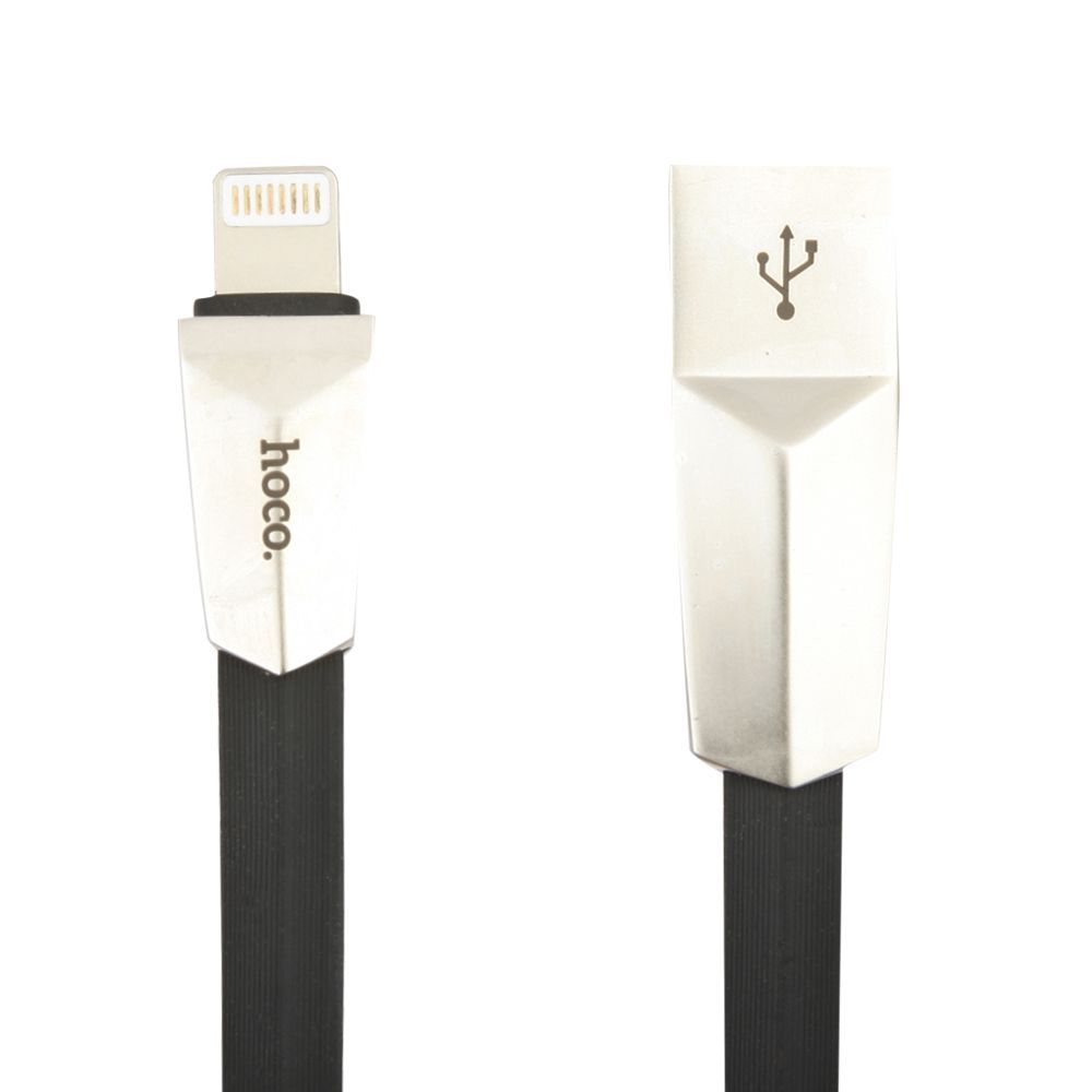 USB кабель HOCO X4 Zinc Alloy Rhombus Lightning 8-pin, 2.4А, 1.2м, TPE (черный)