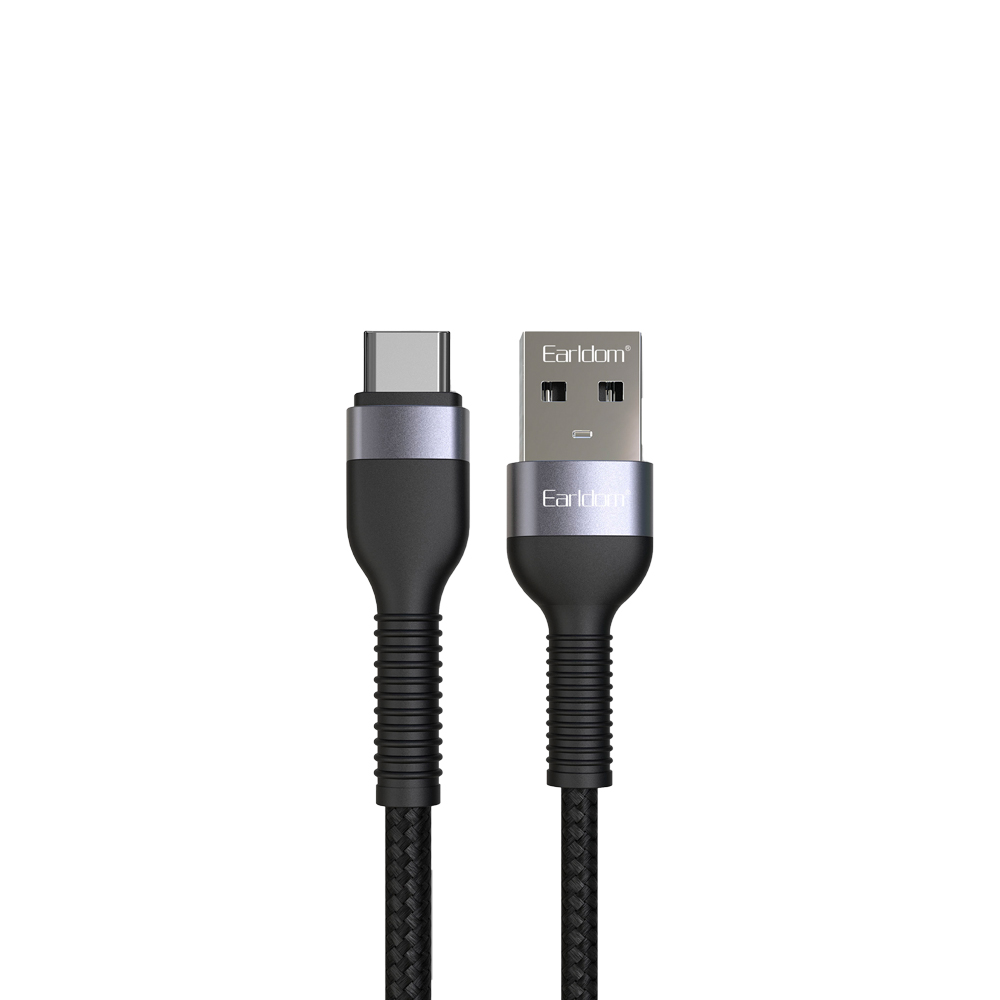 USB кабель Earldom EC-100C Type-C, 2.4А, 1м, нейлон (черный)