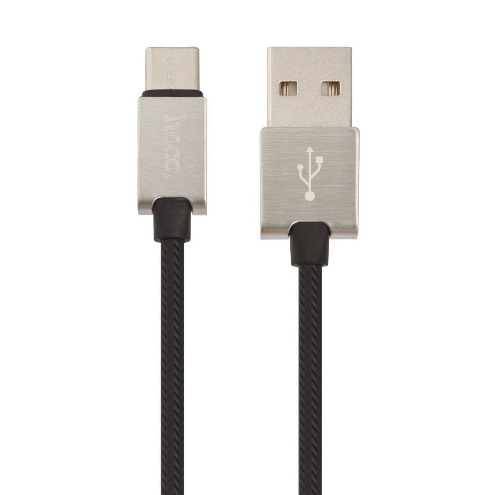 USB кабель HOCO U49 Refined Steel Type-C, 2.4А, 1.2м, TPE (черный)
