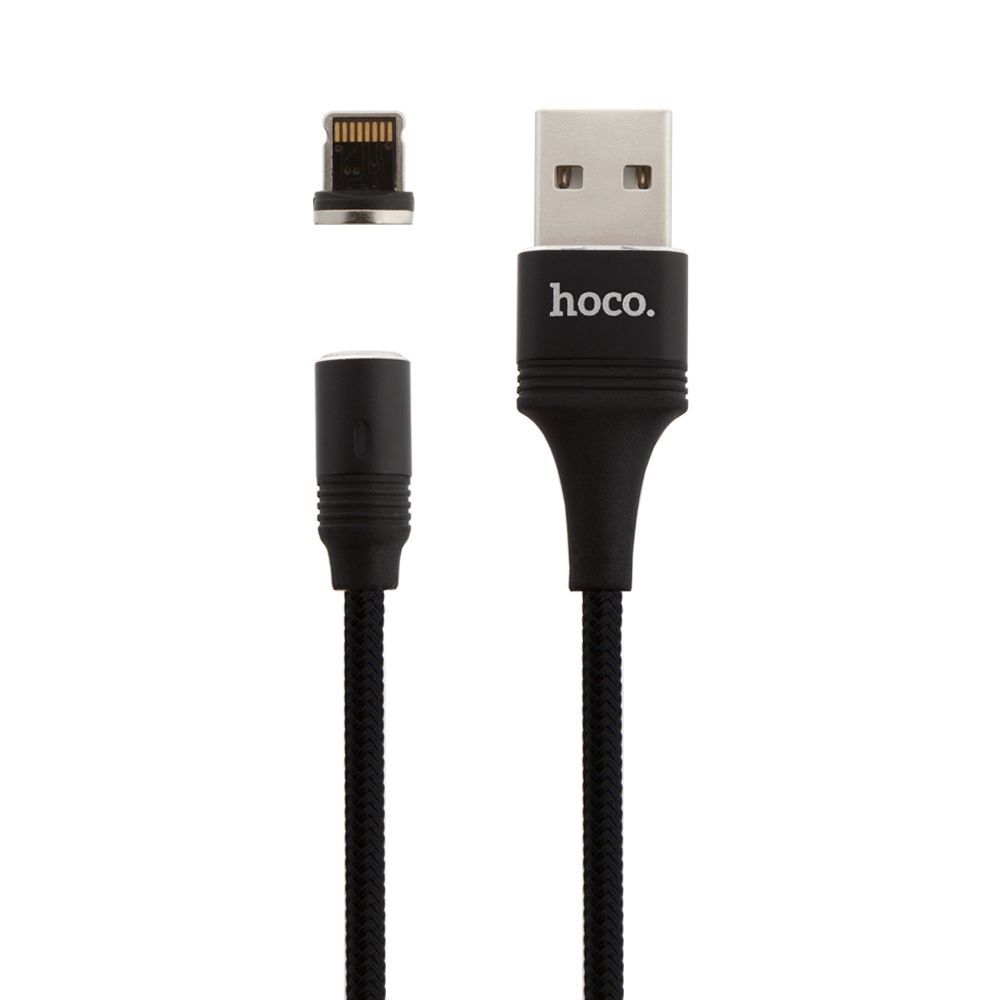 USB кабель HOCO U76 Fresh Lightning 8-pin, 2.4А, магнитный, 1.2м, нейлон (черный)