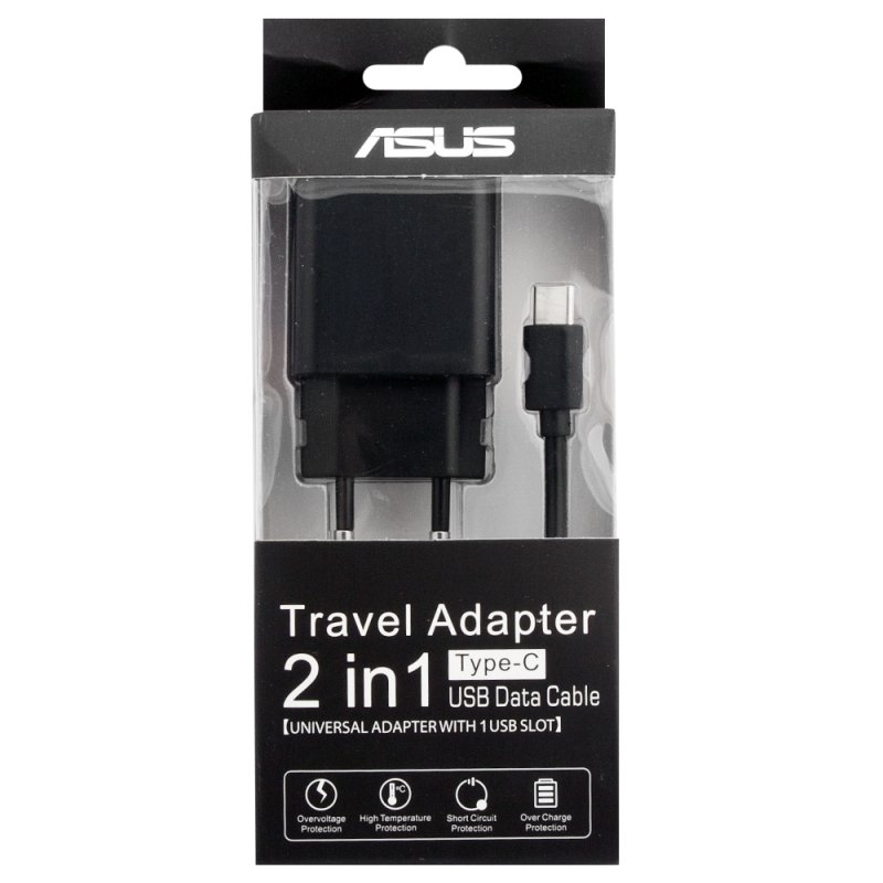 СЗУ Asus Travel Adapter + кабель USB Type-C (черное/коробка)