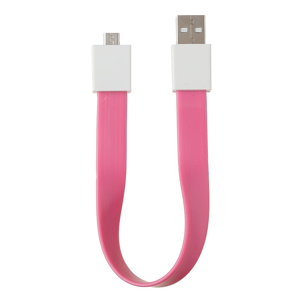 USB Дата-кабель на большом магните плоский Micro USB (розовый/европакет)