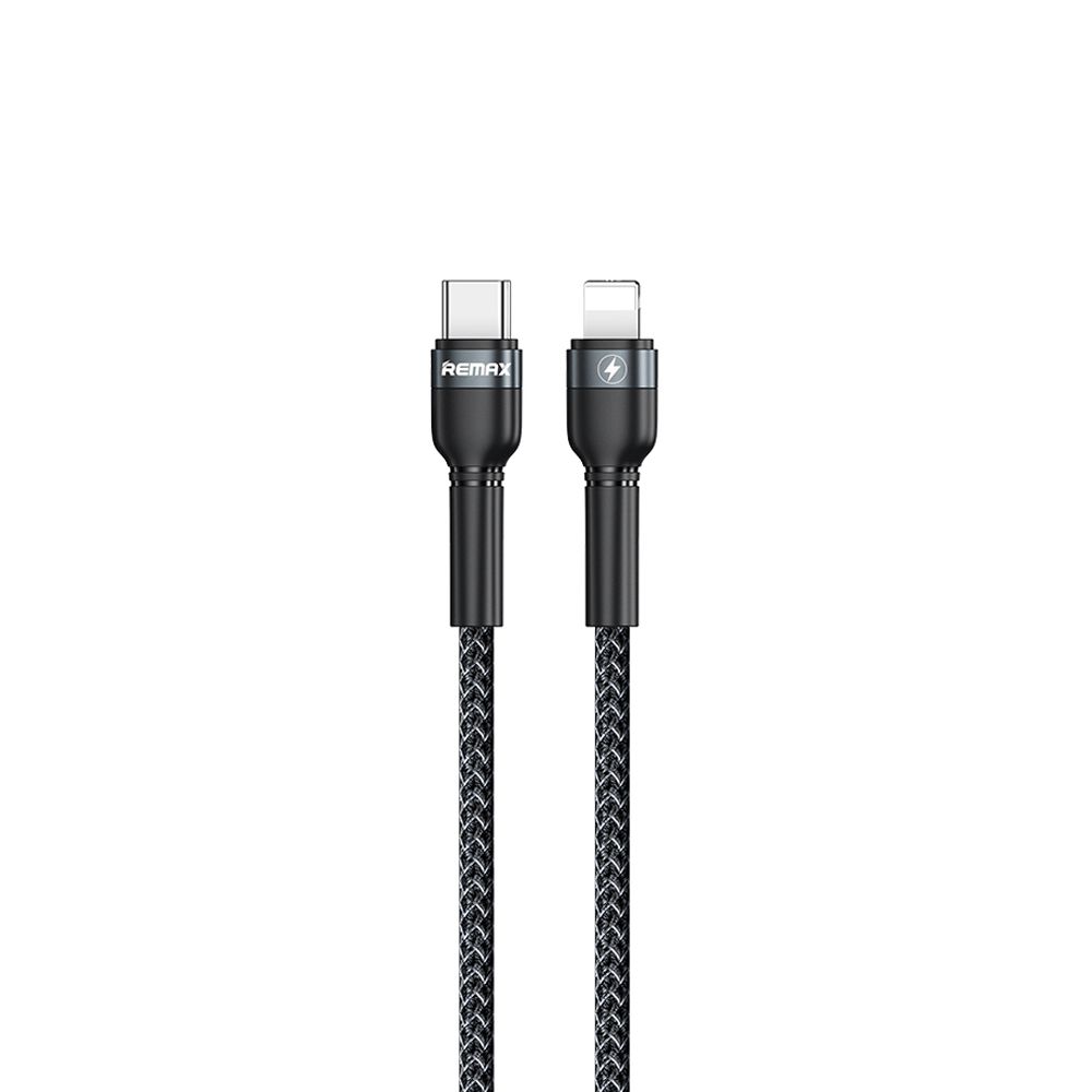 USB-C кабель REMAX RC-171i Jany Lightning 8-pin, 3А, 20W, 1м, нейлон (черный)