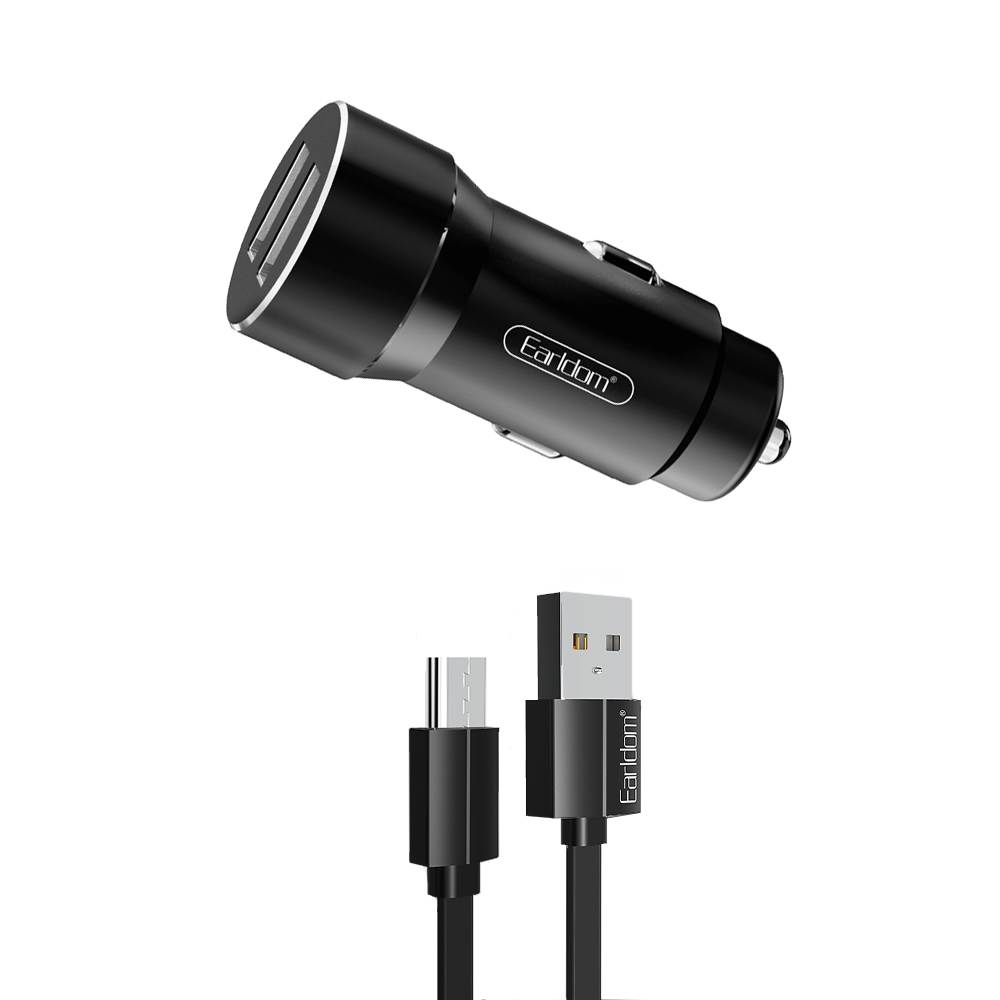 АЗУ Earldom ES-CC4M 2xUSB, 2.4A + кабель MicroUSB, 1м (черный)