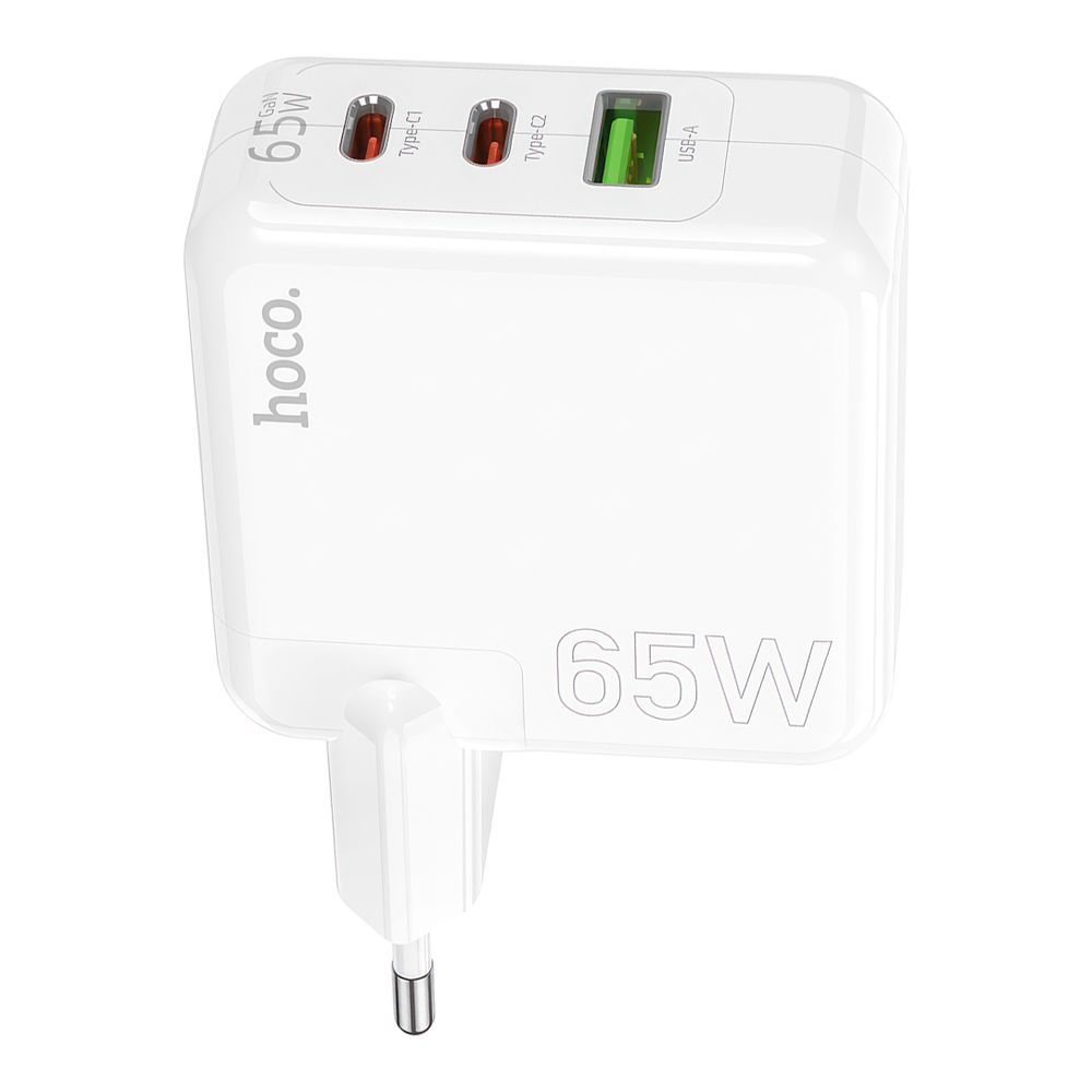 СЗУ HOCO C115A 1xUSB, 2xUSB-C, 3А, PD65W, QC3.0, GaN (белый)