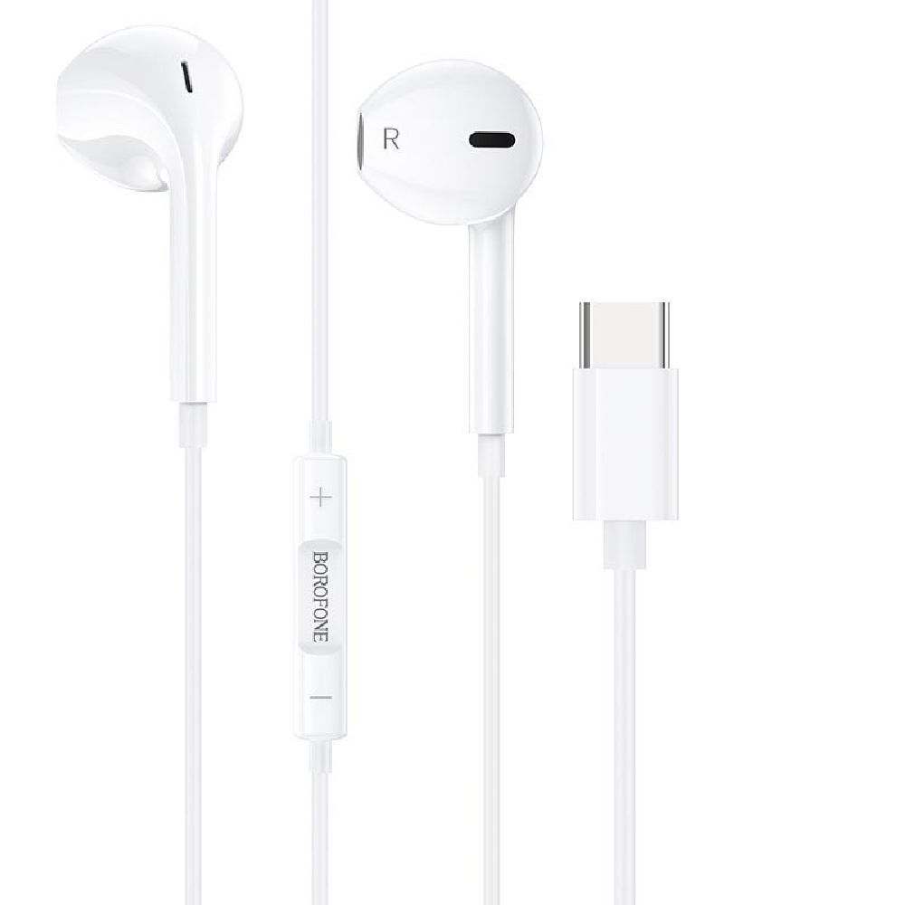 Гарнитура BOROFONE BM56 Original Type-C, вкладыши, громкость +/-, 20 шт. в упаковке, 1.2м (белый)