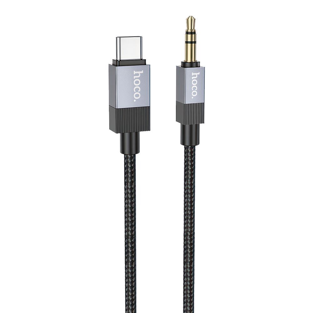 Аудиокабель HOCO UPA32B Clever DC 3.5мм - USB-C, 1м, нейлон (черный)