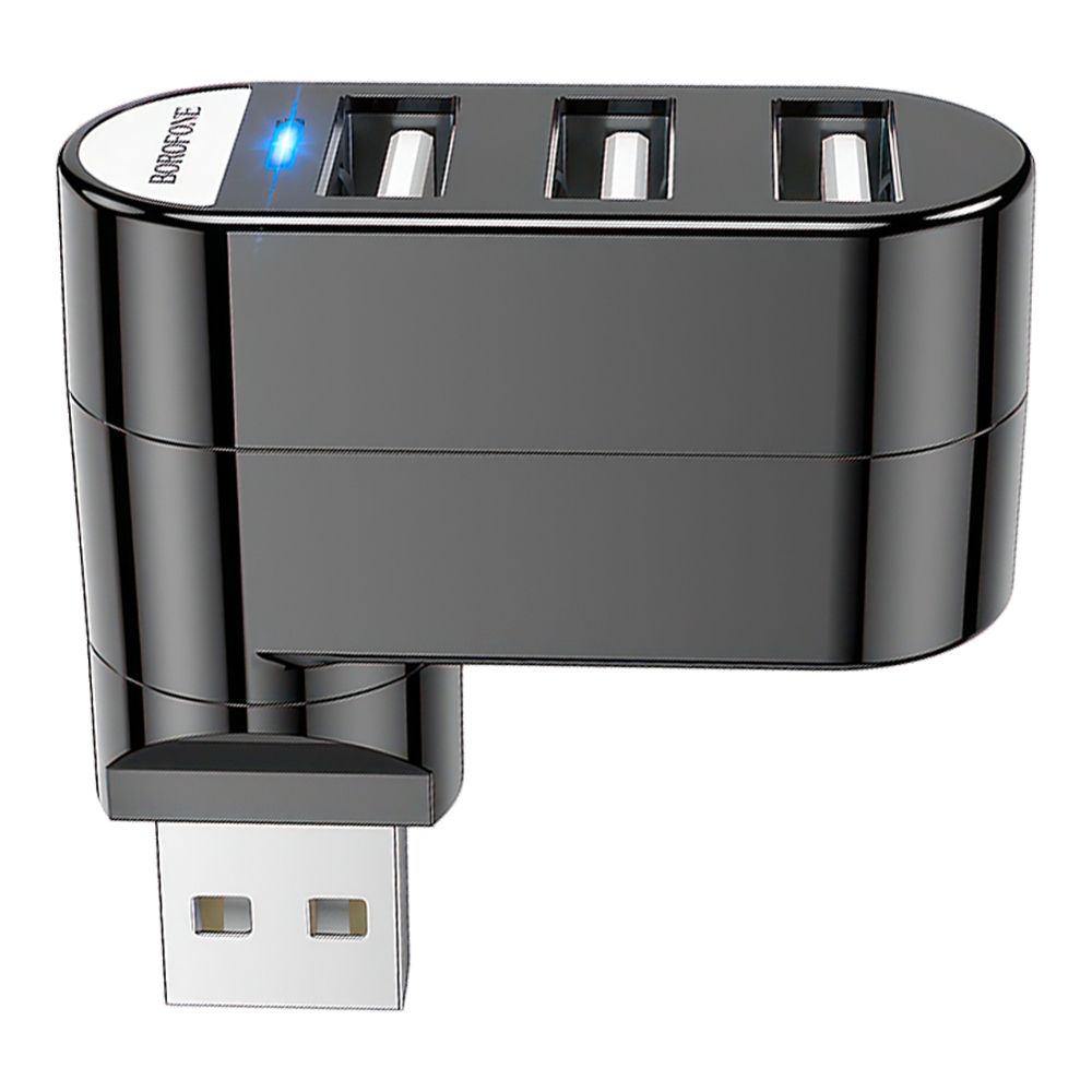 Адаптер BOROFONE DH3 USB-A на 3xUSB (черный)