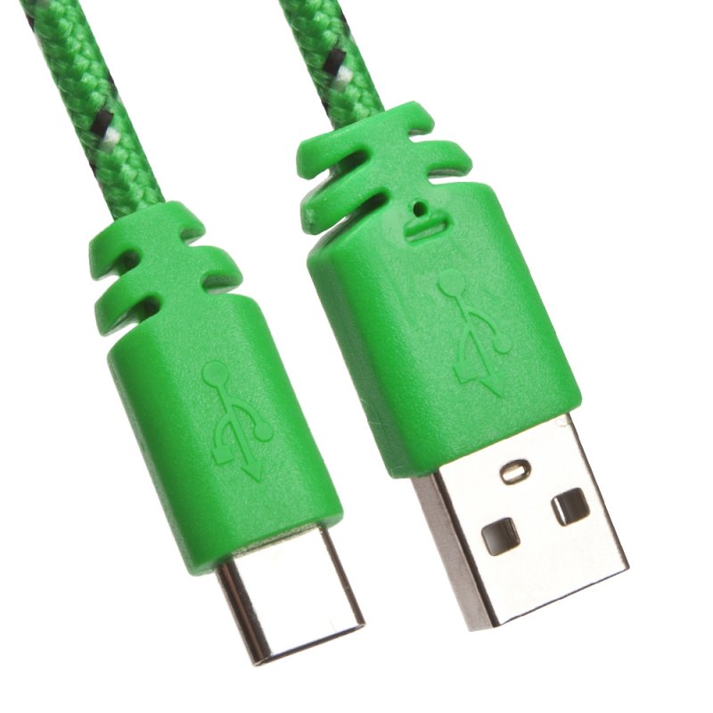 USB кабель "LP" USB Type-C в оплетке (зеленый/европакет)
