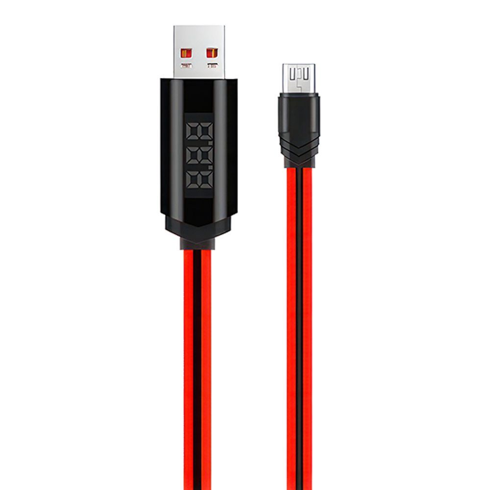 USB кабель HOCO U29 Timer MicroUSB, LED дисплей, 1м, TPE (красный)