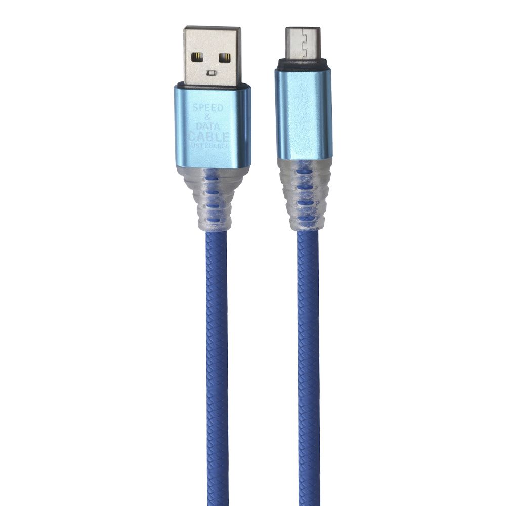USB кабель "LP" Micro USB "Змея" LED TPE (синий/блистер)