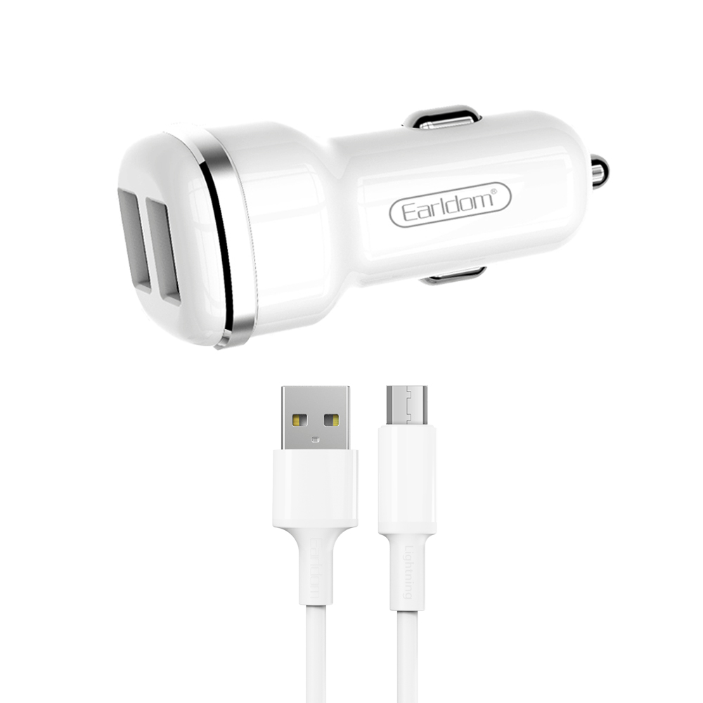 АЗУ Earldom ES-138M 2xUSB, 2.4A + кабель MicroUSB, 1м (белый)