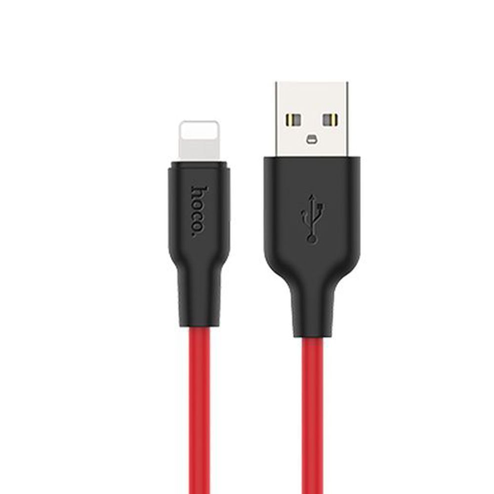 USB кабель HOCO X21 Plus Silicone Lightning 8-pin, 2.4А, 1м, силикон (красный/черный)