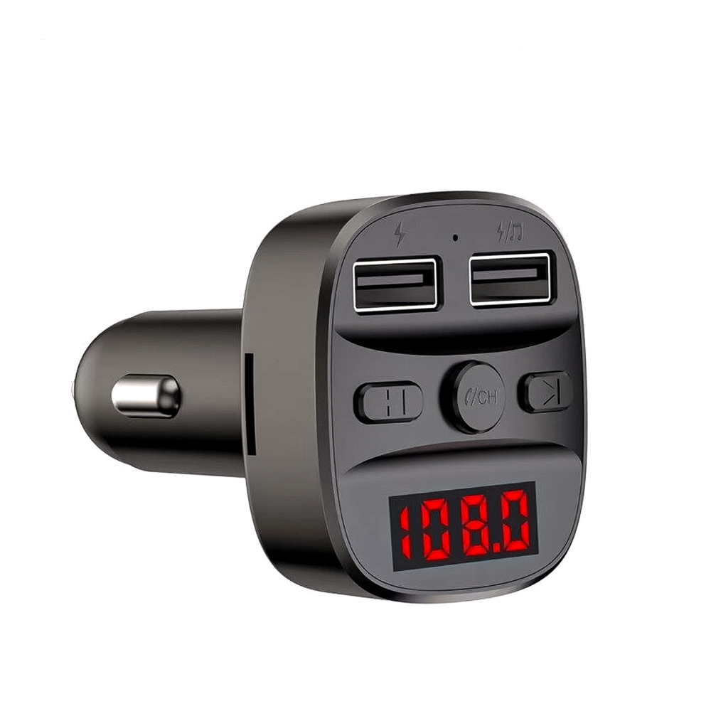 АЗУ Earldom ET-M47 2xUSB, 2.4A, BT 5.0, LED дисплей, FM, микрофон, USB flash, MicroSD (черный)