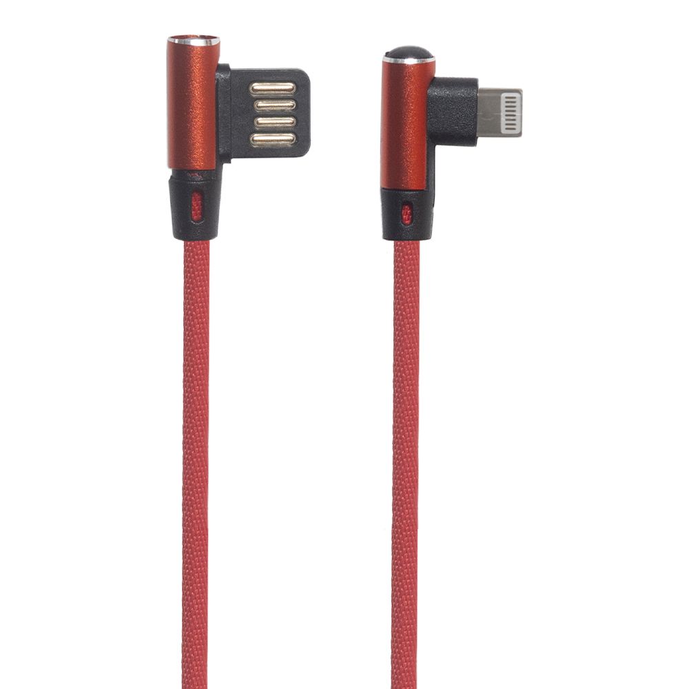 USB кабель "LP" для Lightning 8-pin оплетка Т-порт 1м. (красный/европакет)