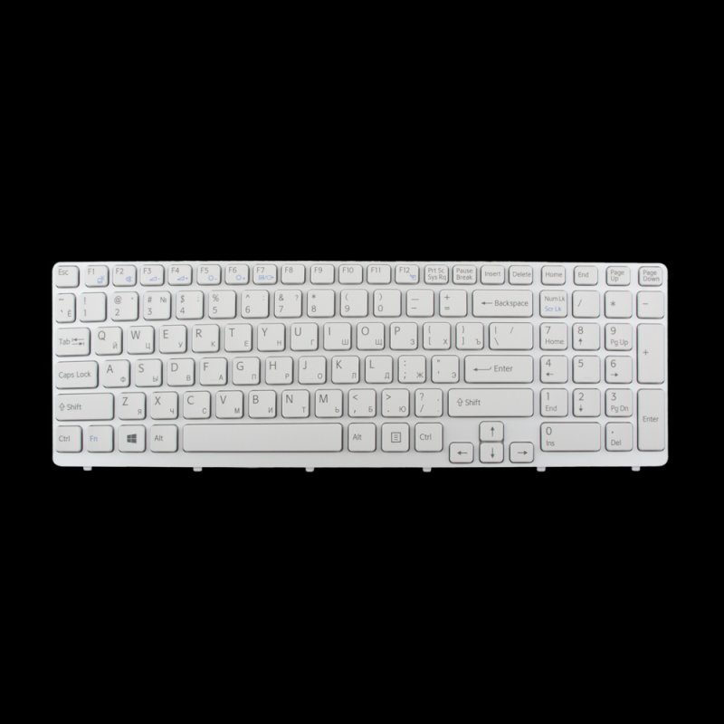 Клавиатура для Sony Vaio SVE15 с рамкой без подсветки (белая)