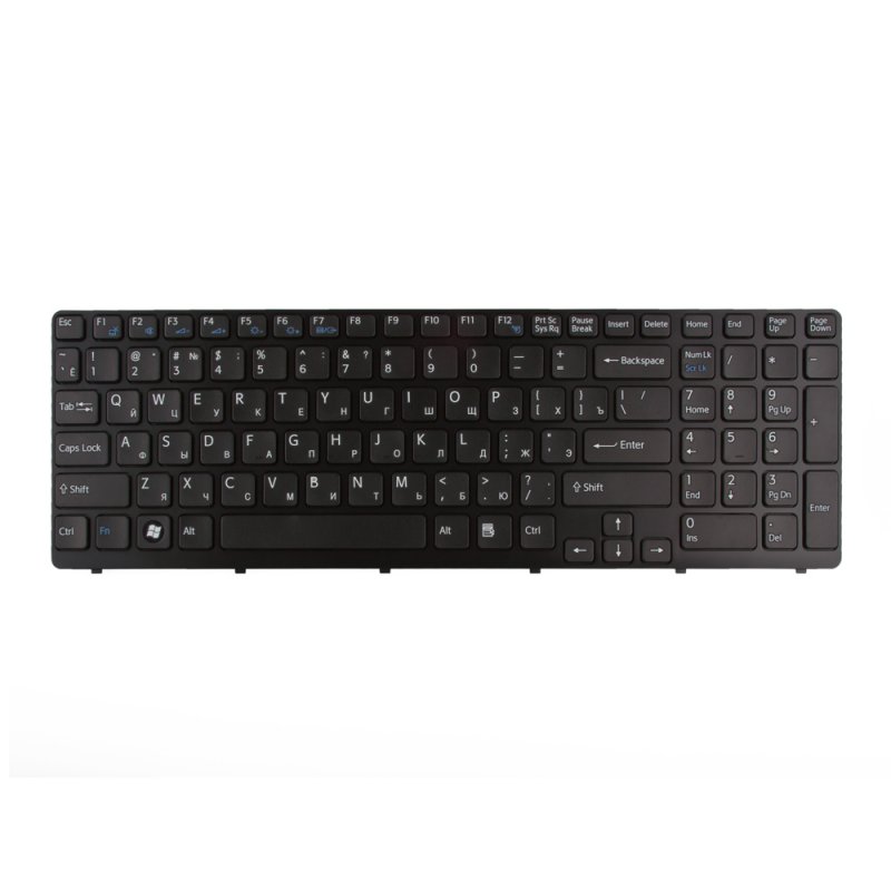 Клавиатура для Sony Vaio SVE15 с рамкой без подсветки (чёрная)